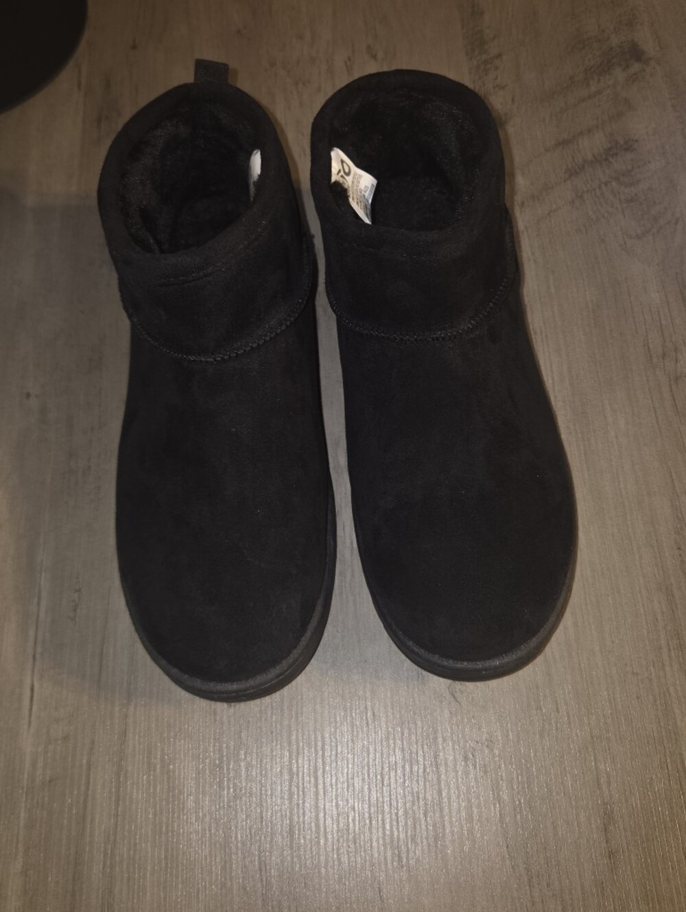 SO Kohl's Lupita Black Faux Suede Faux Fur Ankle Boots Size 8.5